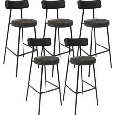 Kit 05 Banquetas Alta Bar Cozinha Sala De Jantar Milão L02 material si