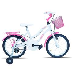 Bicicleta Infantil Aro 16 Com Cestinha e Rodinhas-Feminino
