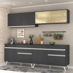 Armário De Cozinha Compacta 4 Peças Mp3696.898 Veneza Multimóveis Preto