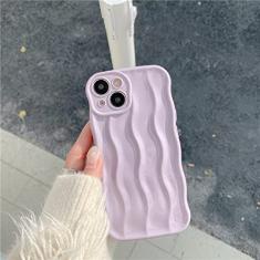 Capa de telefone de silicone com padrão de onda 3D de luxo para iPhone 14 13 12 11 Pro Max 14 Pro Max Water Ripple Soft TPU Back Cover, roxo leitoso, para iPhone 12 Pro