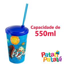 Copo Plástico com Tampa e Canudo