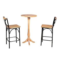 Conjunto Bistrô Industrial Mesa Com 2 Banquetas Alta Paris - Natural - Marrom