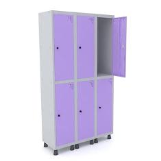 Guarda Volume Roupeiro 6 Portas Aço Grp 503/6 Pandin Móveis Cinza/lilás