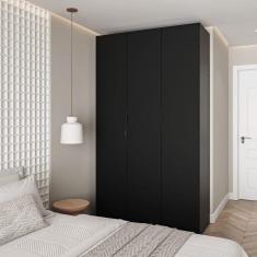 Guarda Roupa Modulado 3 Portas com Cabideiro Hera CabeCasa MadeiraMadeira Preto Onix