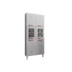 Módulo Cozinha Telasul Mirage New Paneleiro Aço 6 Portas c/2Vidro 80cm Branco-Telasul