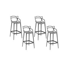 Kit 4 X Banquetas Médias Masters Allegra 66 Cm Preto