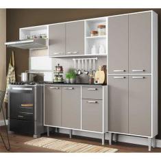 Cozinha Compacta Xangai 9 Portas Multim veis Branco/laca Fum