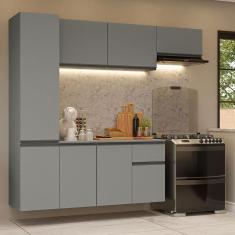 Armário De Cozinha Completa Suspenso 220cm Cinza Nice Madesa 02 Cinza