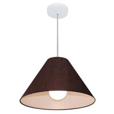 Lustre Pendente Cone Md-4078 Cúpula Em Tecido 25/40x15cm Café