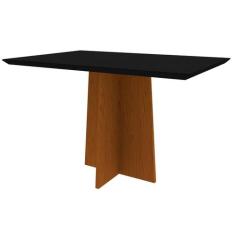 Mesa De Jantar 1,20m Com Vidro Ana Cor Ypê Preto New Ceval