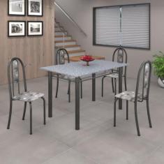 Conjunto de Mesa 120x75cm Tampo em Granito com 4 Cadeiras Iris A Soma 