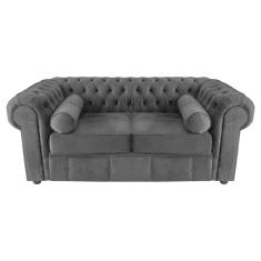 Sofá Chesterfield 02 Lugares 1.80 Cm Cor Preto New Velu 004 Jr