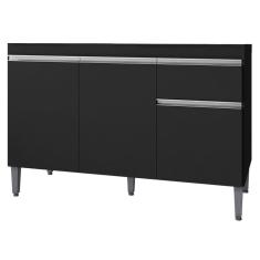 Balcao Para Pia 118 Cm 3 Portas Tatiane Preto Reajl Preto