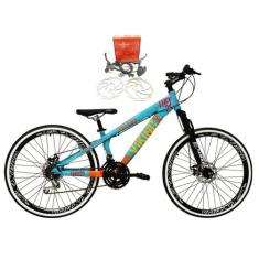 Bicicleta Aro 26 Vikingx Tuff Azul/Laranja 21v Alumínio Freio Hidráuli