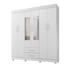 Guarda Roupa Solteiro 6 Portas 2 Gavetas Com Espelho Copacabana New Be