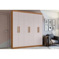 Guarda Roupa 6 Portas e 3 Gavetas Jazz Amêndoa/Off White - Lopas
