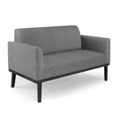 Sofá Namoradeira Base De Madeira Fixa Preto Marisa Linho Grafite A26 D