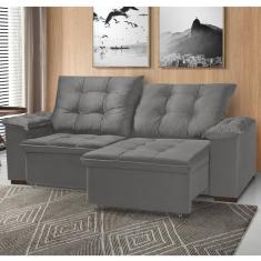 Sofá Retrátil E Reclinável 3 Lugares 230cm Cianita Nabas Estofados Cinza