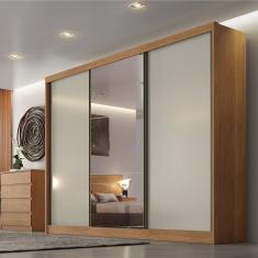 Guarda Roupa Casal Com Espelho 3 Portas 6 Gavetas Soberano Novo Horizonte Cumaru Fendi