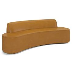 Sofá Decorativo 3 Lugares 180Cm Bélgica Curvo Pu Caramelo G15 - Gran Belo