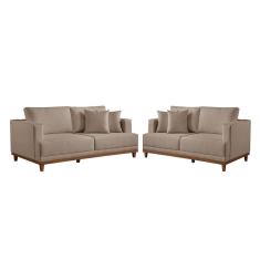 Conjunto Sofás 2 E 3 Lugares Estofados M-175 Veludo Martins Bege