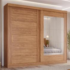 Guarda-Roupa Casal 264cm 2 Portas de Correr com Espelho 100% MDF Siena