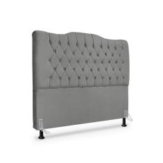 Cabeceira de Cama Box Casal 140 cm Dunas - Mallu Estofados, Cinza Graf