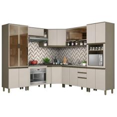 Cozinha Completa de Canto 10 Peças Connect com Balcão Forno de Embutir