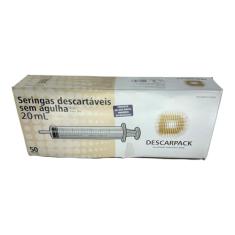 Descarpack Seringa Descartável Bico Cateter Multicolorido 20Ml, 50 unidados