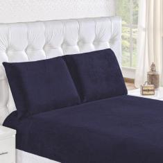 Jogo de Lençol Casal Padrão Fascinio 3 Peças - Azul Marinho - Top Chic