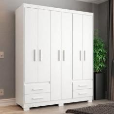 Guarda Roupa Casal 6 Portas 4 Gavetas Primacy Branco - Batrol Móveis