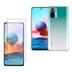 Kit Capinha de Celular Anit Impacto Compatível Xiaomi Redmi Note 10 6.43" + Película Vidro Temperado
