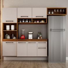 Cozinha Compacta Suspensa 6 Portas 2 Gavetas Liz CHF Carvalho/Off White