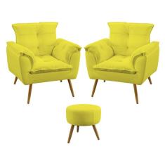 Kit 2 Poltronas Beta e Puff Solar Sued Aradecor