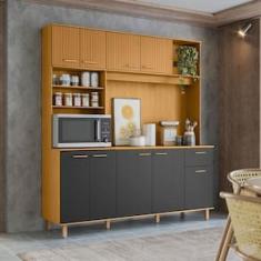 Cozinha Compacta Poliman Nuria com 9 Portas, 1 Gaveta e 4 Prateleiras - 180cm de largura