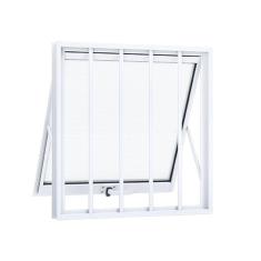 Janela de Aluminio Maxim-ar 60x60cm com Grade e Vidro Lucasa Alumínios Branco