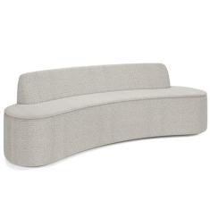 Sofá 4 Lugares Curvo Sala de Estar Living Cancún D02 Bouclê Creme 260 cm B-54 - Lyam Decor