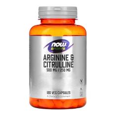 NOW Foods Arginina 500mg e Citrulina 250mg 120Cáps Importado
