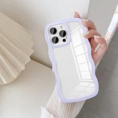 UEEBAI Capa transparente com moldura ondulada para iPhone New Pro, capa de telefone transparente encaracolada, linda capa de telefone ondulada para meninas, slim fit, à prova de choque, capa macia e