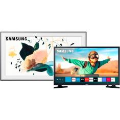 Samsung Smart TV QLED 4K The Frame 55" QN55LS03TAGXZD 2020, com Modo Arte + Samsung Smart TV LED 32'' Tizen HD 32T4300 2020 - WIFI, HDR