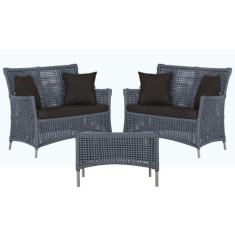 2 Sofás Área e Mesa Igapó Alumínio Pintura Fendi Corda Náutica Estofad