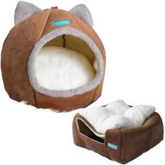 Cama Casa Toca Iglu Tenda Caminha Cabana Para Gatos Pets Marrom - Duke