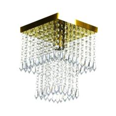 Lustre De Cristal Acrilico Marrycrilic Dourado Belissimo! - MARRYLUZ