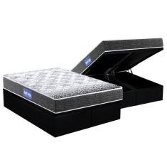 Cama Box Baú Queen: Colchão Espuma Probel D23 Guarda Costas Super Resistente + Base Black(158X198)