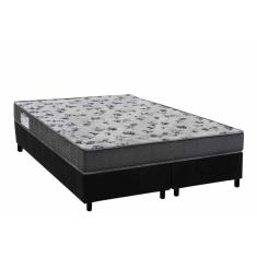 Cama Box Queen: Colchão Ortopédico Ortobom D33 Anatômico Iso 100 Ultra Firme + Base Crc Suede Black (158x198)