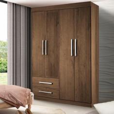Guarda-Roupa Solteiro 4 Portas 2 Gavetas Madri Espresso Móveis