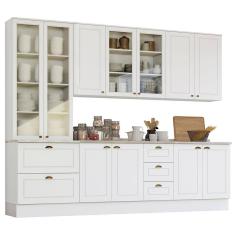 Cozinha Completa Americana 5 Peças Branco Com Cristaleira - Móveis Henn Branco
