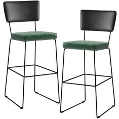 Kit 02 Banquetas Altas Sala Jantar Fixa Allana L02 material sintético 