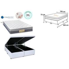 Conjunto Cama Box Baú Casal King + Colchão Sankonfort Sleep Fresh 193x
