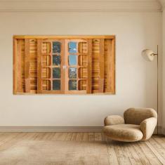 Janela de Madeira Veneziana 120x100cm 6 Folhas Rodam